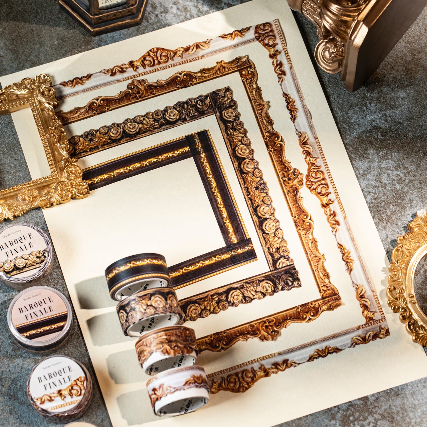 [2601-158] Baroque Finale – Ornate Frame Washi Tape Set (4 Designs)