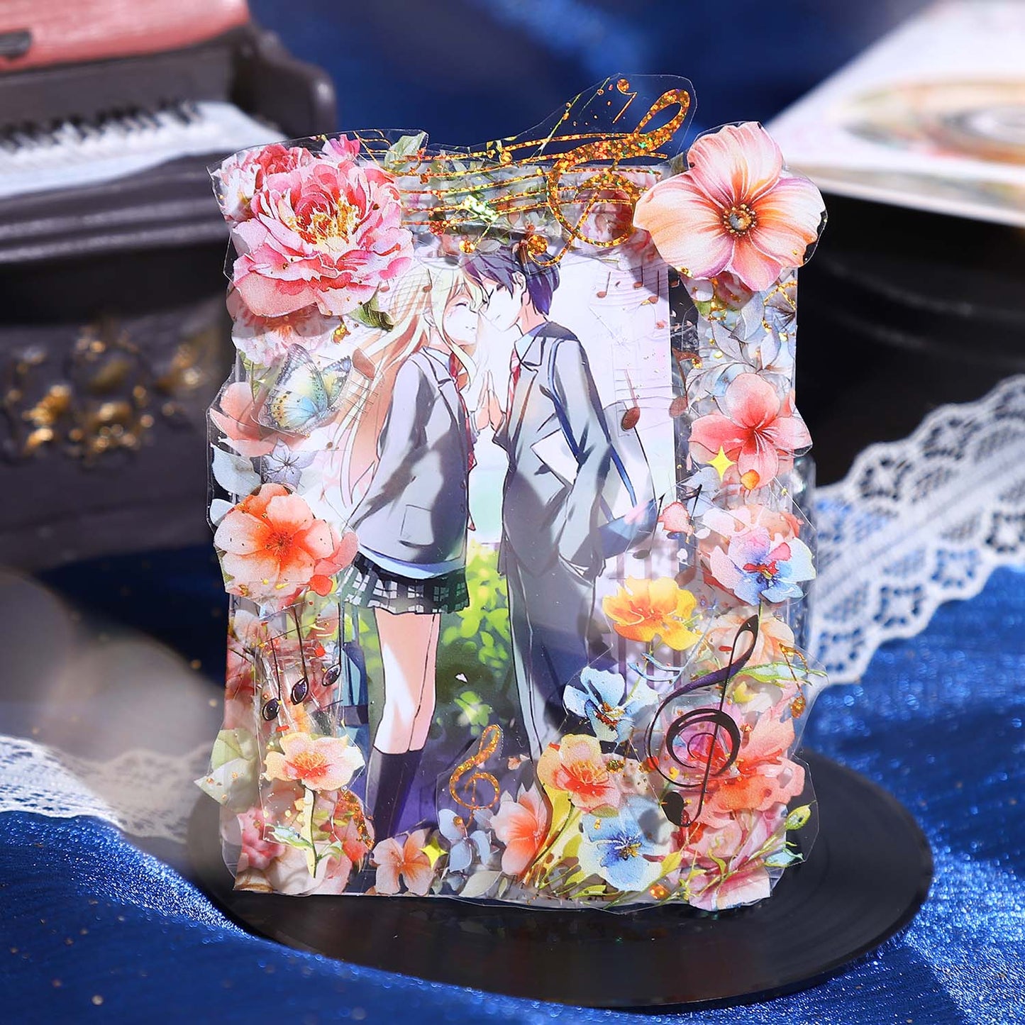 [2601-170] Floral Melody – Gilded Flower Music Stickers (6 Designs)