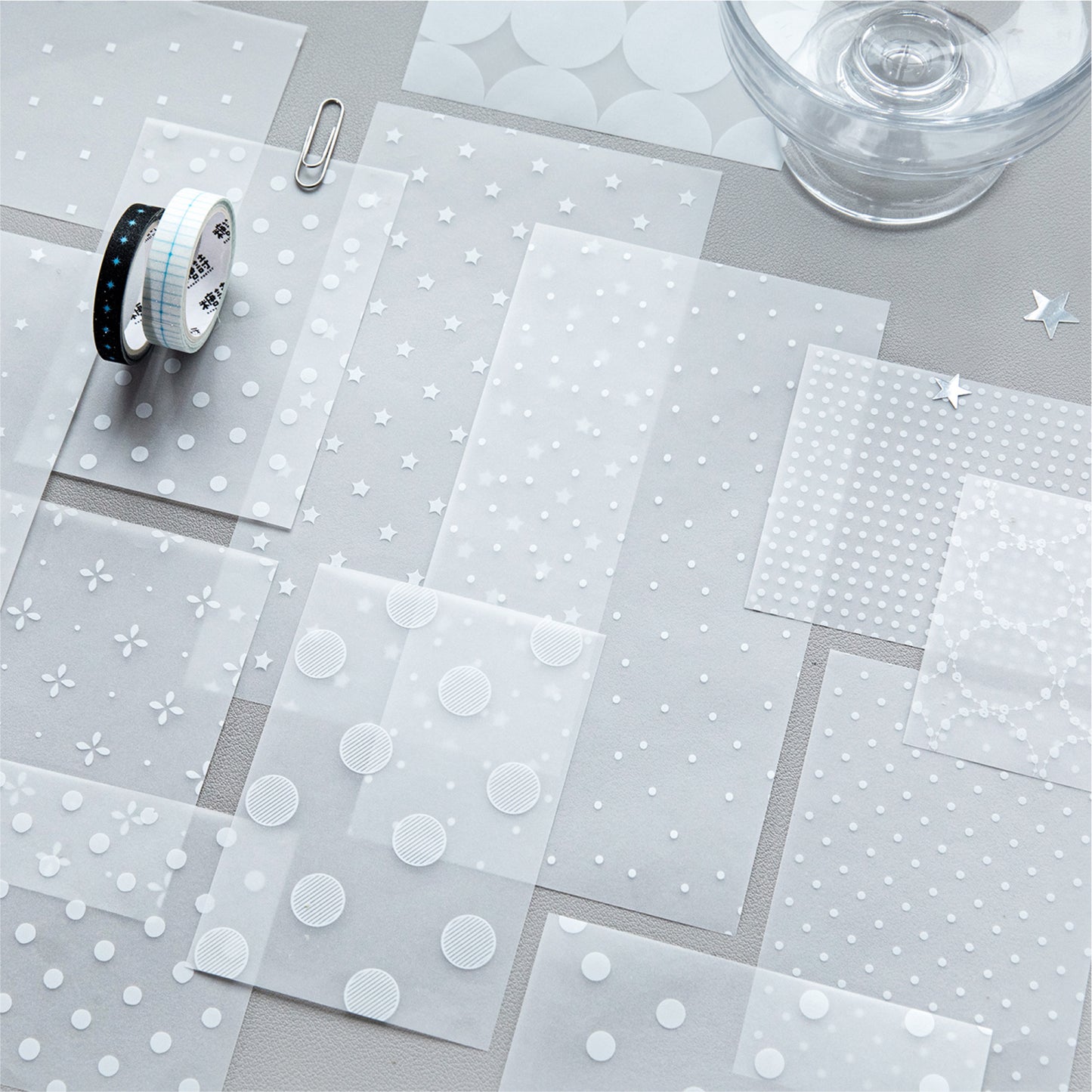 [2603-091] Dot Pattern Vellum Background Paper 4 Styles