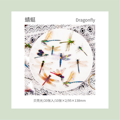 [2601-146] Iridescent Animal PET Stickers – Holographic Shell Light Collage Set (6 Designs)