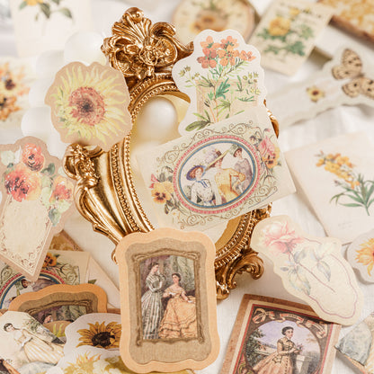 [2603-088] Vintage Floral Memo Note Stickers 6 Styles