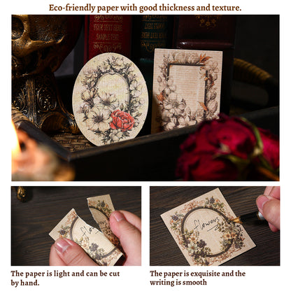 [2601-166] Poetic Blooms – Vintage Floral Frame Stickers (4 Designs)