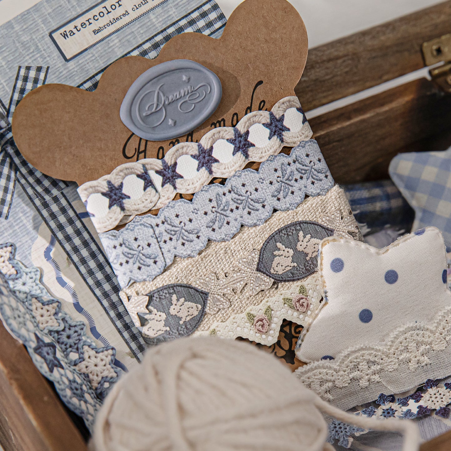 [2602-009] Vintage Fabric Strip Stickers 6 Styles