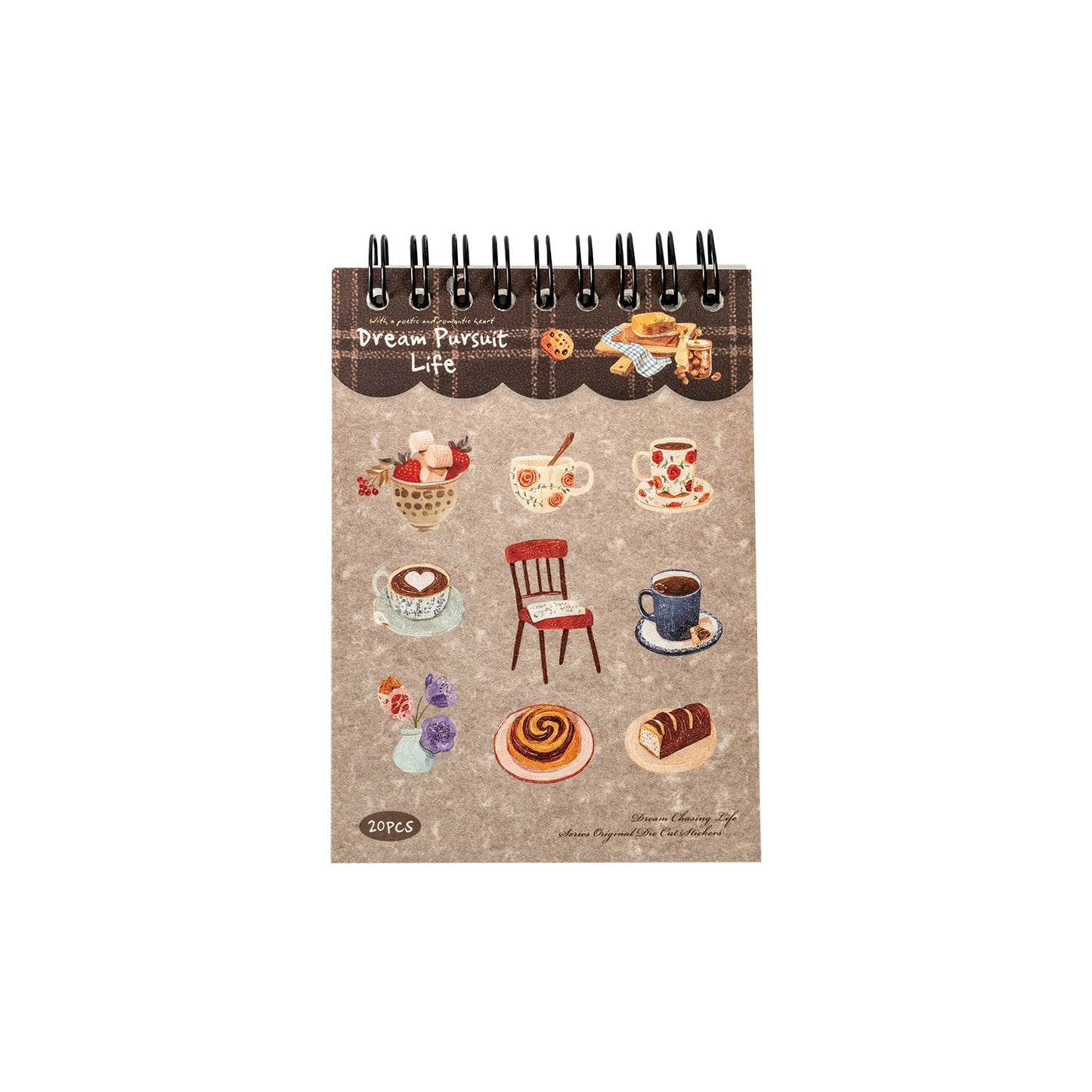 [2603-072] Lifestyle Die Cut PET Sticker Book 20 Sheets 4 Styles