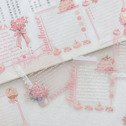 [2601-227] Flower Shadow Weaving Dream Series PET Floral Text Journal Sticker Pack 20 Sheets 6 Styles