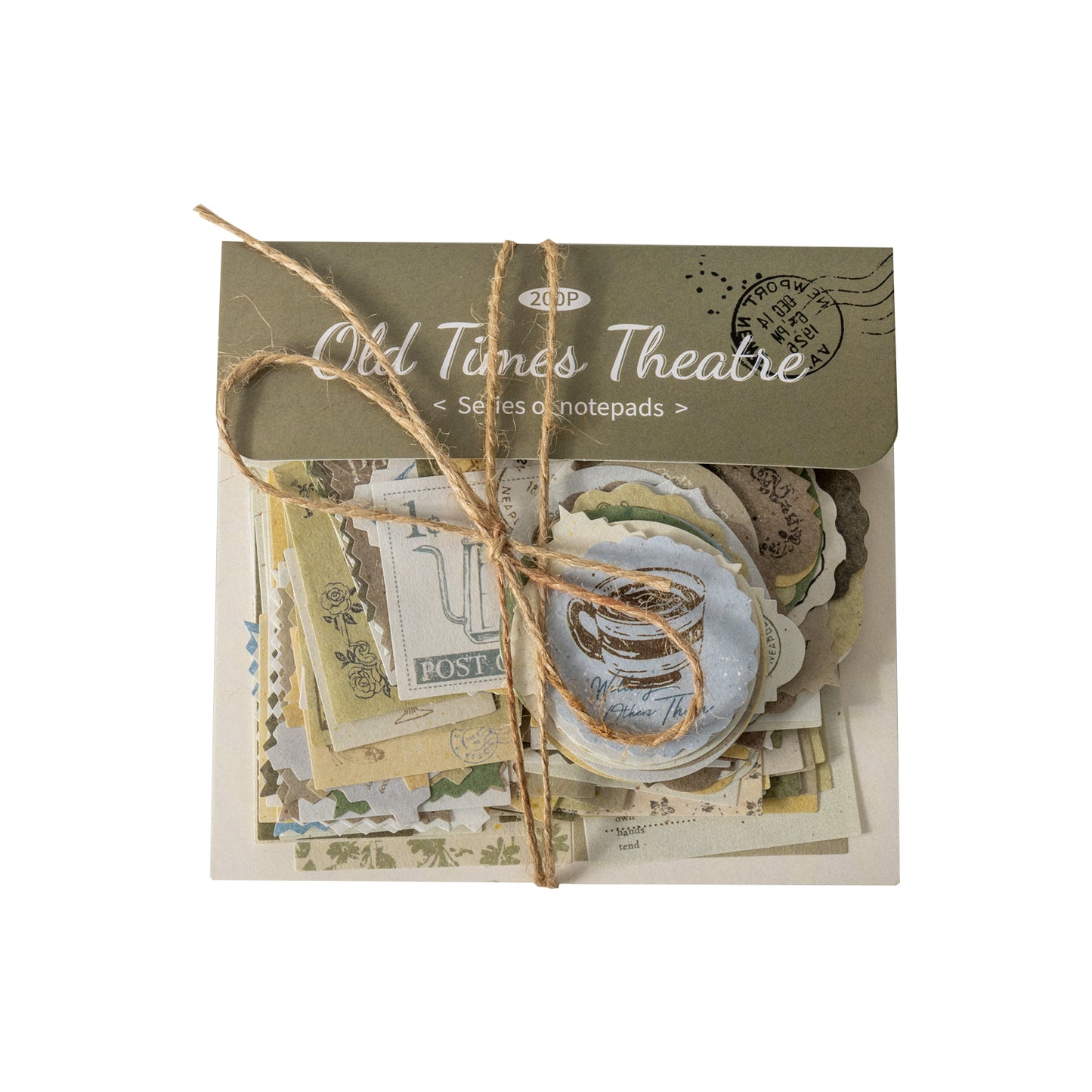 [2601-229] Old Times Theatre Series Vintage Memo Notes Journal Collage Material Pack