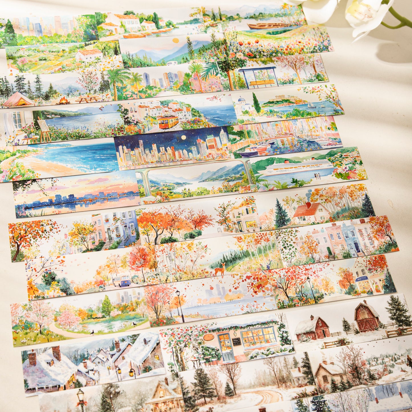 [2603-082] Seasonal Travel Landscape Journal Collage Sticker Book 4 Styles