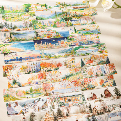[2603-082] Seasonal Travel Landscape Journal Collage Sticker Book 4 Styles