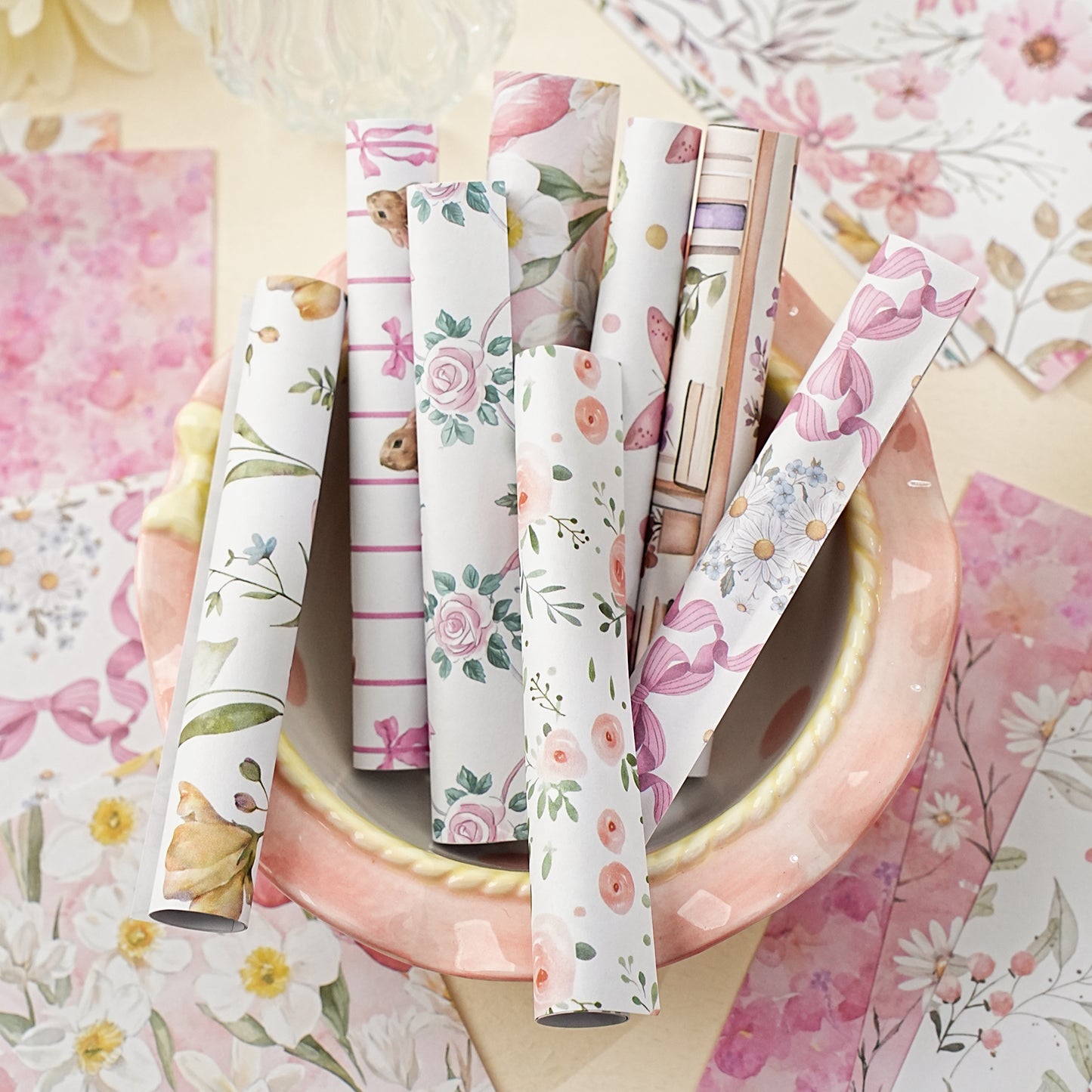 [2603-068] Fresh Minimalist Floral Background Paper 6 Styles