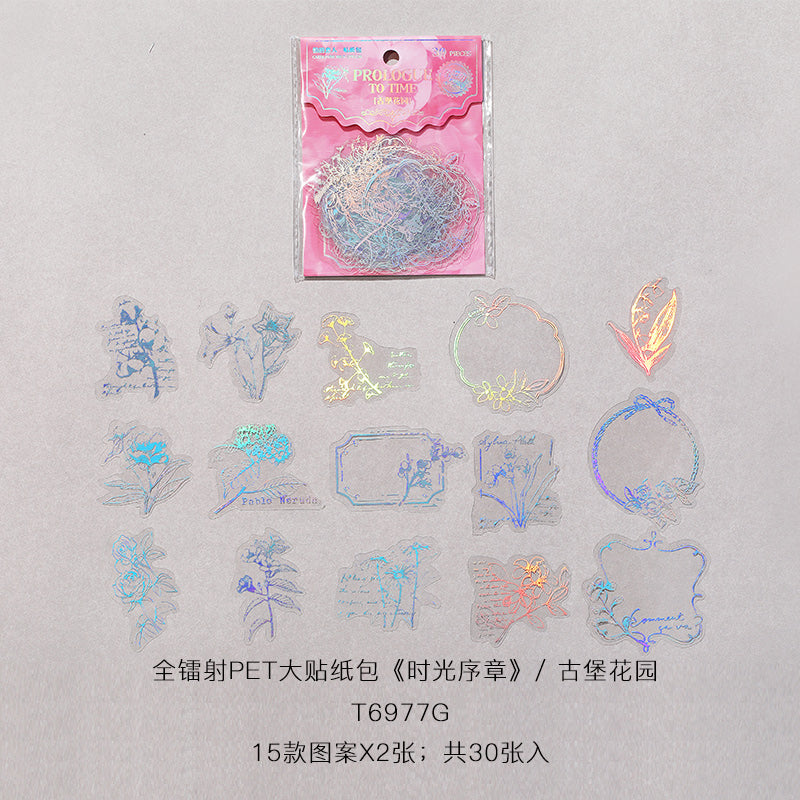 [2601-177] Prologue to Time – Holographic PET Vintage Sticker Set (6 Designs)