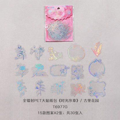 [2601-177] Prologue to Time – Holographic PET Vintage Sticker Set (6 Designs)