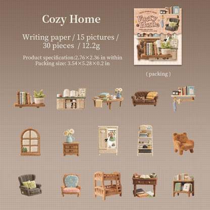 [2603-030] Plush Theme Card Stickers 30 Pieces 6 Styles