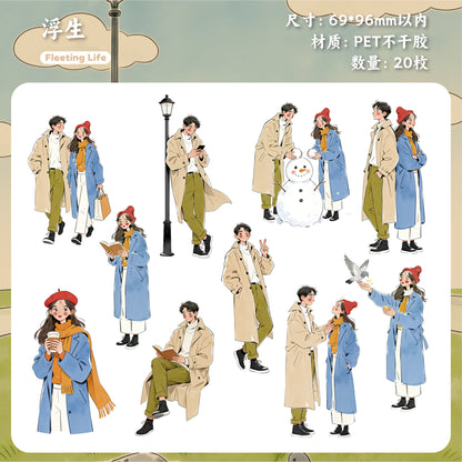 [2602-003] Cozy Vintage Character PET Stickers 6 Styles