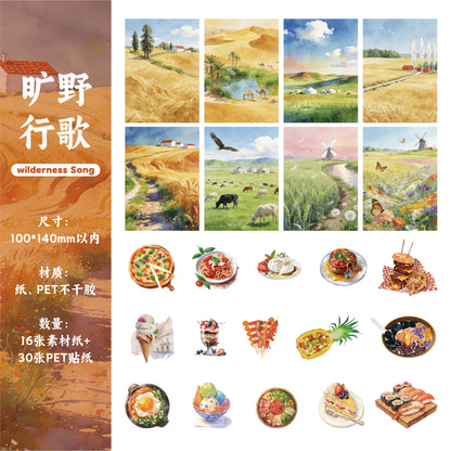 [2603-108] Mountain Landscape Travel Journal Collage Stickers 6 Styles