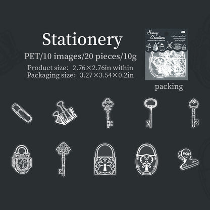 [2601-132] Snowy Creations Puffy PET Stickers – Vintage Objects Collection (6 Designs)