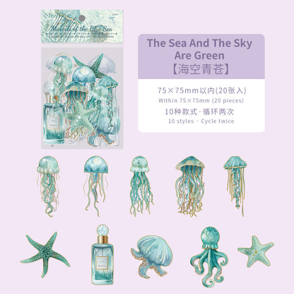 [2603-010] Ocean Jellyfish Background Collage Stickers 8 Styles