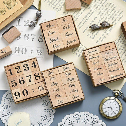 7015 Wooden Stamp Set for the Month of the Week - Memo Journals