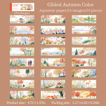 [2603-082] Seasonal Travel Landscape Journal Collage Sticker Book 4 Styles