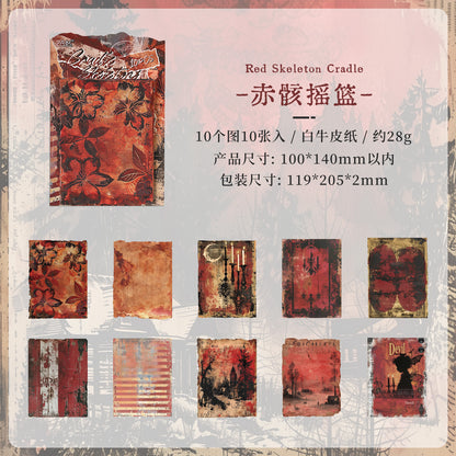 [2603-014] Vintage Ephemera Background Paper 10 Sheets 6 Styles