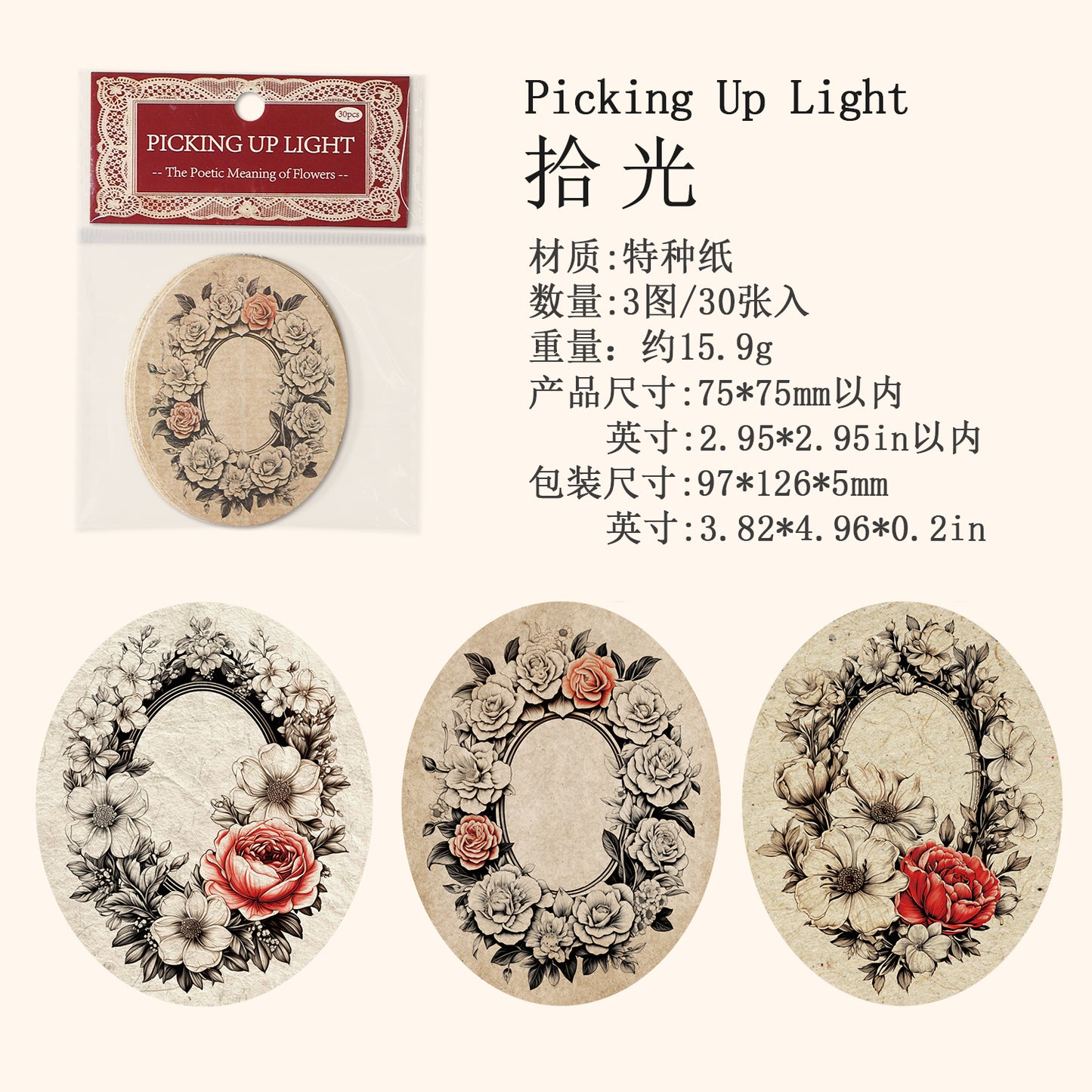 [2601-166] Poetic Blooms – Vintage Floral Frame Stickers (4 Designs)