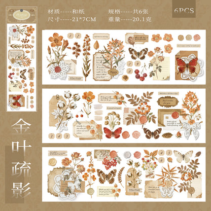 [2603-146] Forest Vintage Scrapbook Paper Stickers 4 Styles
