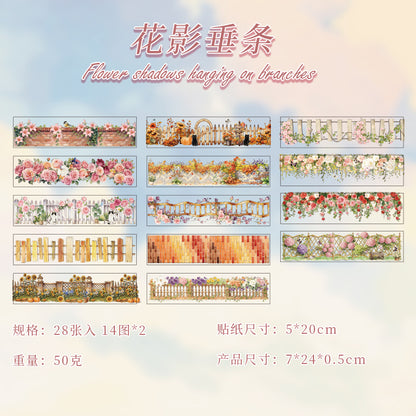 [2603-143] Floral Background PET Tape Stickers 2 Styles
