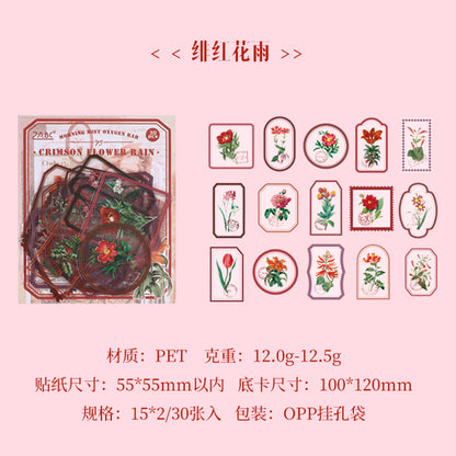 [2603-063] Transparent Vintage Floral Stickers 6 Styles