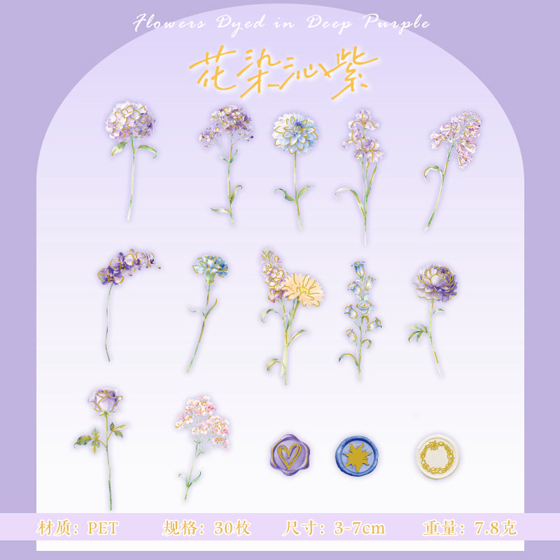 [2601-165] Floral Overture – Gilded PET Flower Stickers (4 Designs)