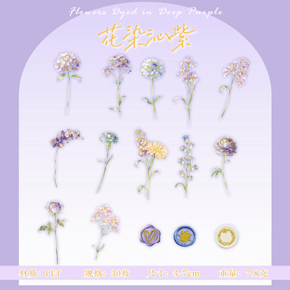 [2601-165] Floral Overture – Gilded PET Flower Stickers (4 Designs)