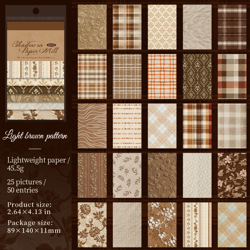 [2601-142] Vintage Fabric Texture Paper Pad – “Paper & Cloth” Embroidery Style (6 Designs 50 Sheets)