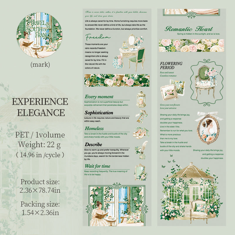 [2601-141] French Countryside PET Washi Tape – Romantic Garden Collage Series (6 Designs)