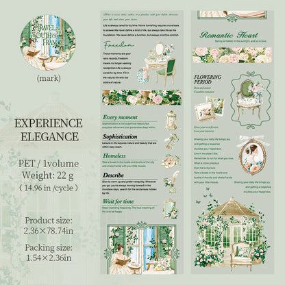 [2601-141] French Countryside PET Washi Tape – Romantic Garden Collage Series (6 Designs)