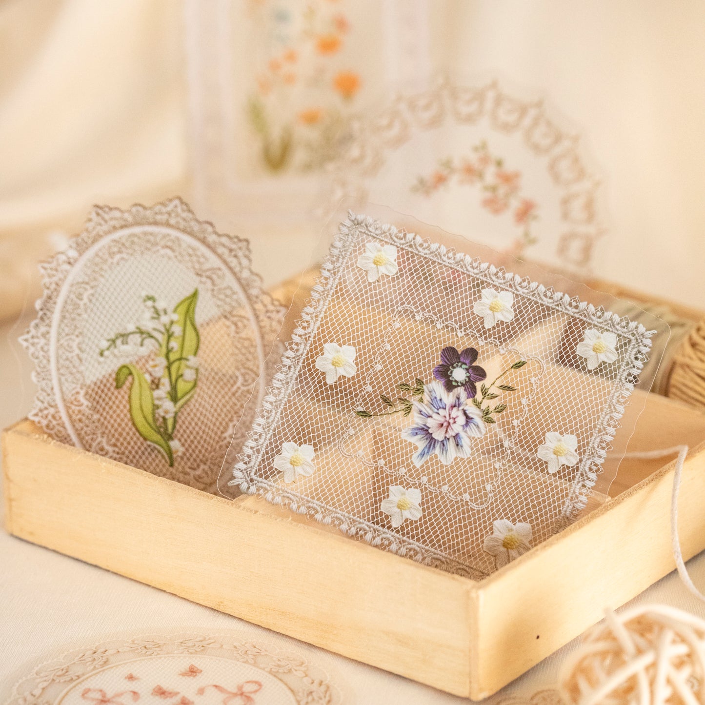 [2603-120] Lace Mesh PET Sticker Pack 4 Styles