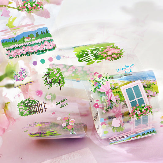 [2603-040] Floral Die Cut PET Tape 4 Styles