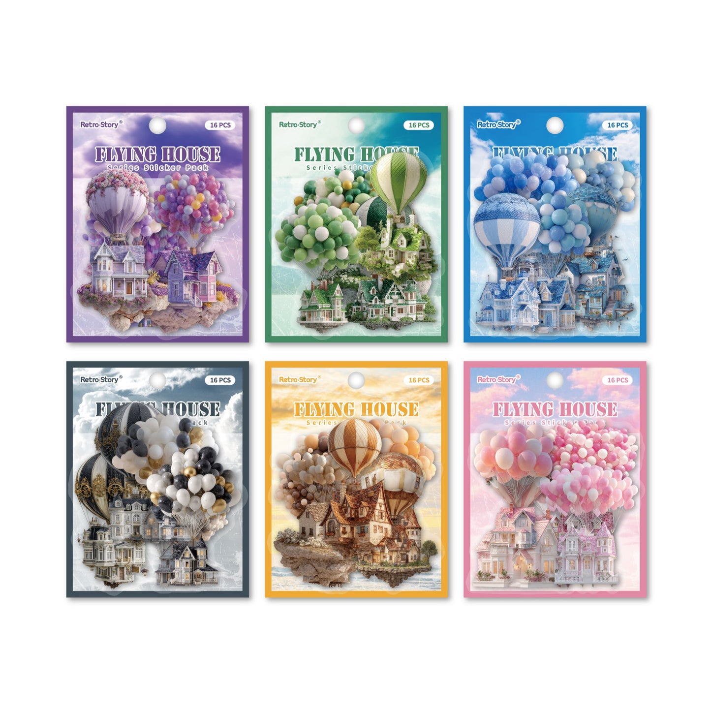 [2603-047] Vintage House Collage Stickers 6 Styles