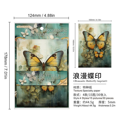 [2601-232] Romantic Butterfly Imprint Series Vintage Journal Background Paper Collage Decoration 4 Styles