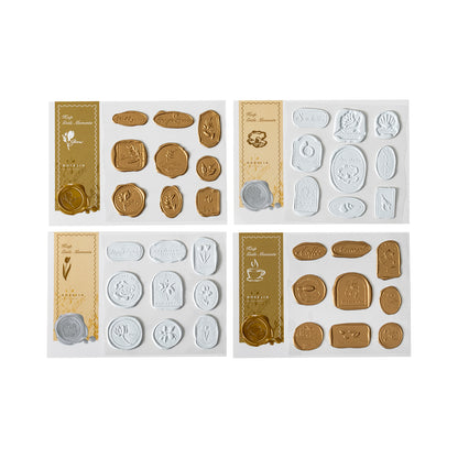 [2601-134] 3D Wax Seal Stickers – Soft Moments Vintage Journaling Set (4 Designs)