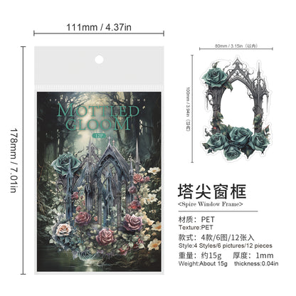 [2603-078] Gothic Window Frame PET Stickers 4 Styles