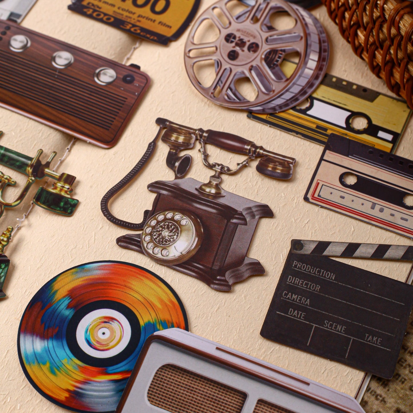 [2603-018] Vintage Audio Collage Stickers 6 Styles