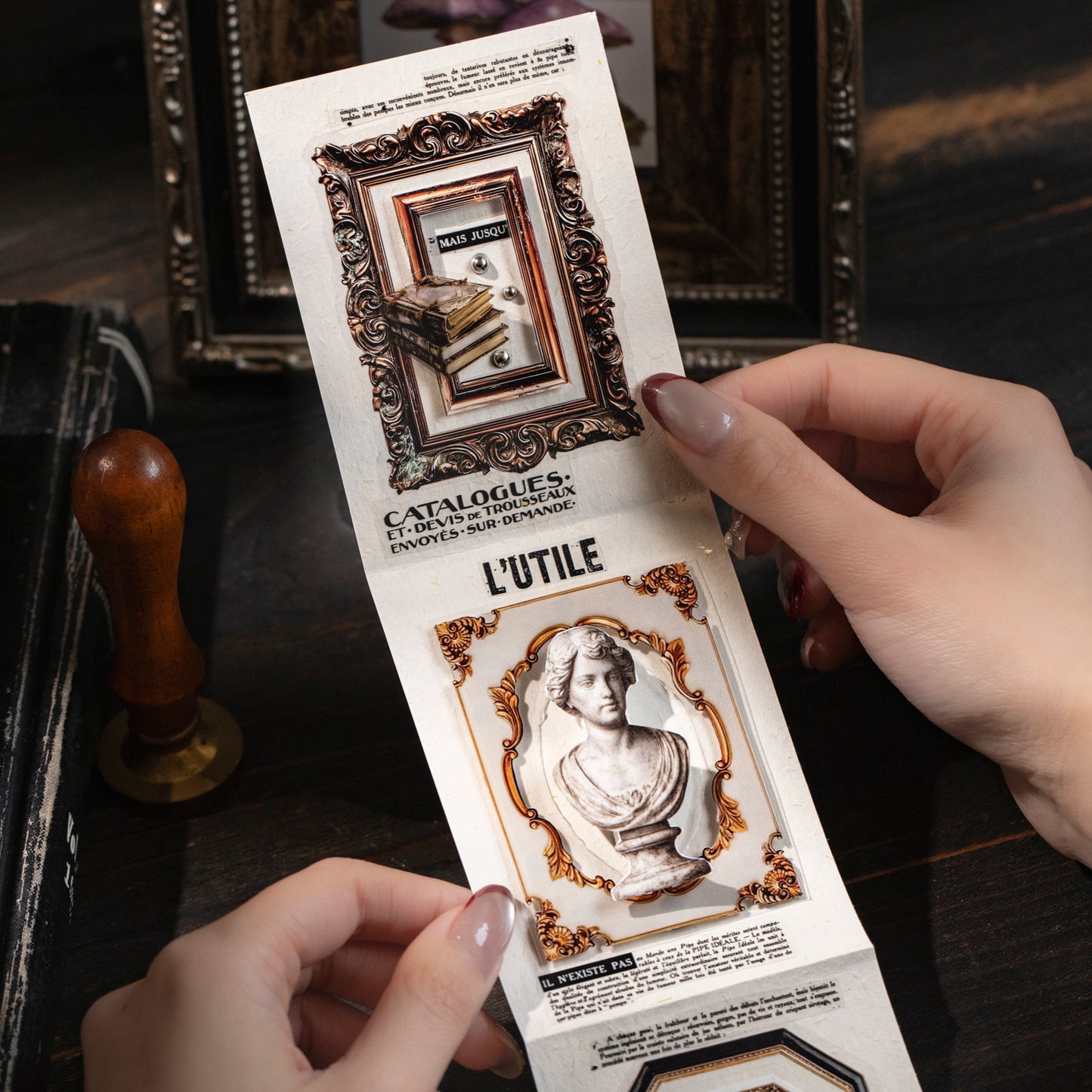 [2603-006] Vintage Museum Die Cut Frame Sticker Book 6 Styles