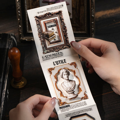 [2603-006] Vintage Museum Die Cut Frame Sticker Book 6 Styles
