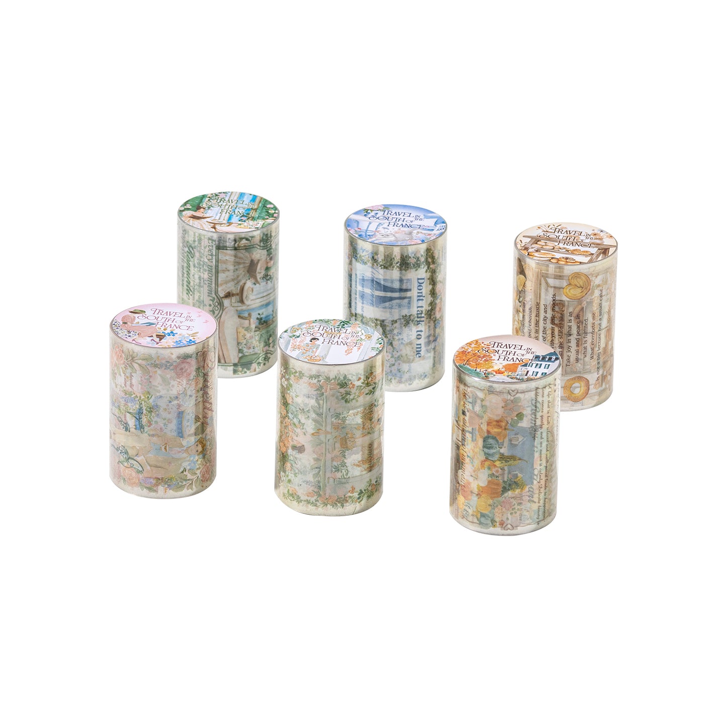 [2601-141] French Countryside PET Washi Tape – Romantic Garden Collage Series (6 Designs)