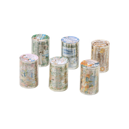[2601-141] French Countryside PET Washi Tape – Romantic Garden Collage Series (6 Designs)
