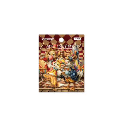 [2601-154] Retro Circus Story DIY Sticker Pack – Vintage Carnival Character Collection