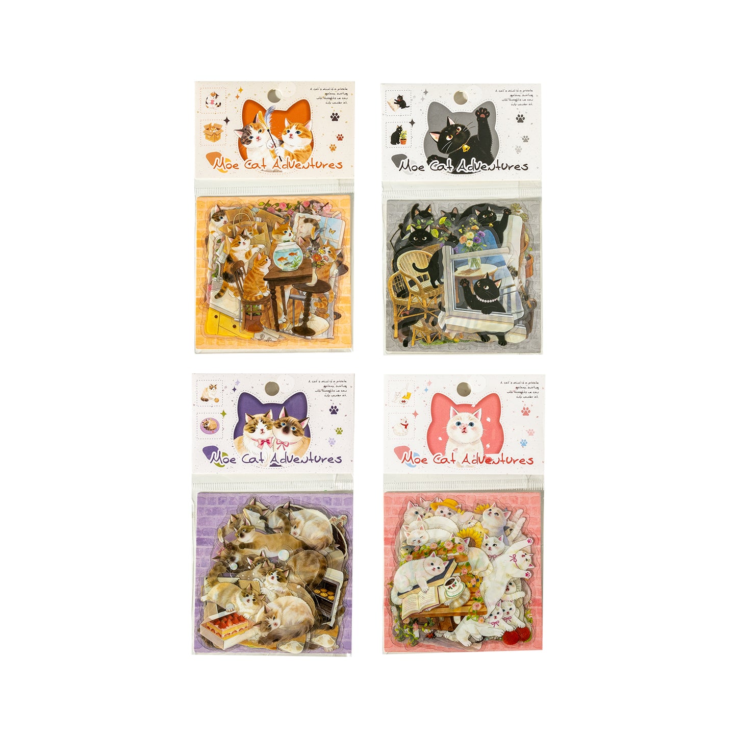 [2601-230] Cute Cat Adventure Series PET Sticker Pack Journal Decoration Materials 4 Styles