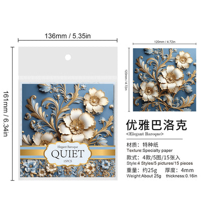 [2601-231] Elegant Baroque Series PET Journal Background Stickers Vintage Decoration 4 Styles