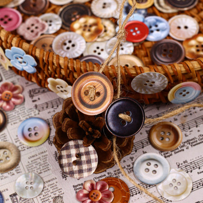 [2602-015] Vintage Button Card Stickers Pack 6 Styles