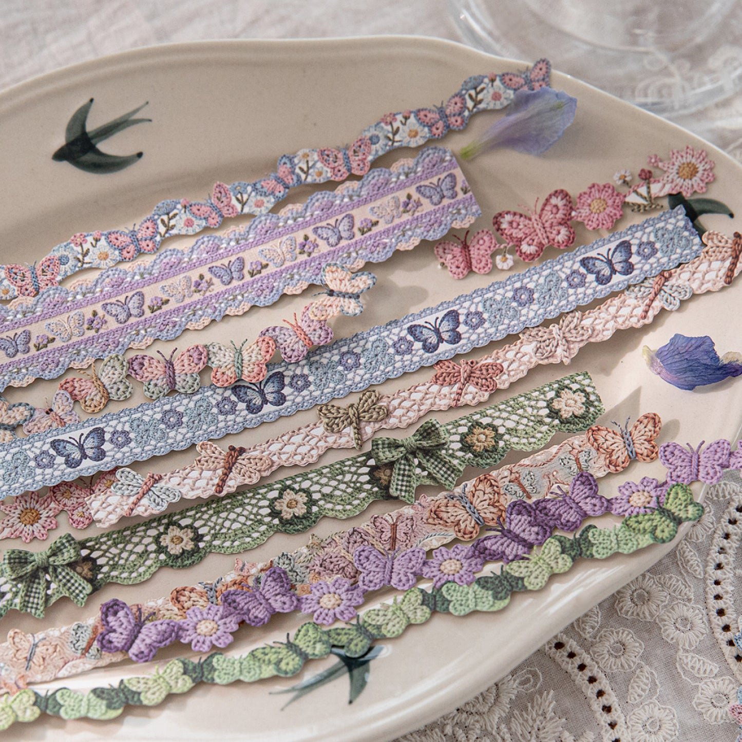 [2602-009] Vintage Fabric Strip Stickers 6 Styles