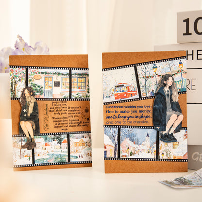 [2603-082] Seasonal Travel Landscape Journal Collage Sticker Book 4 Styles