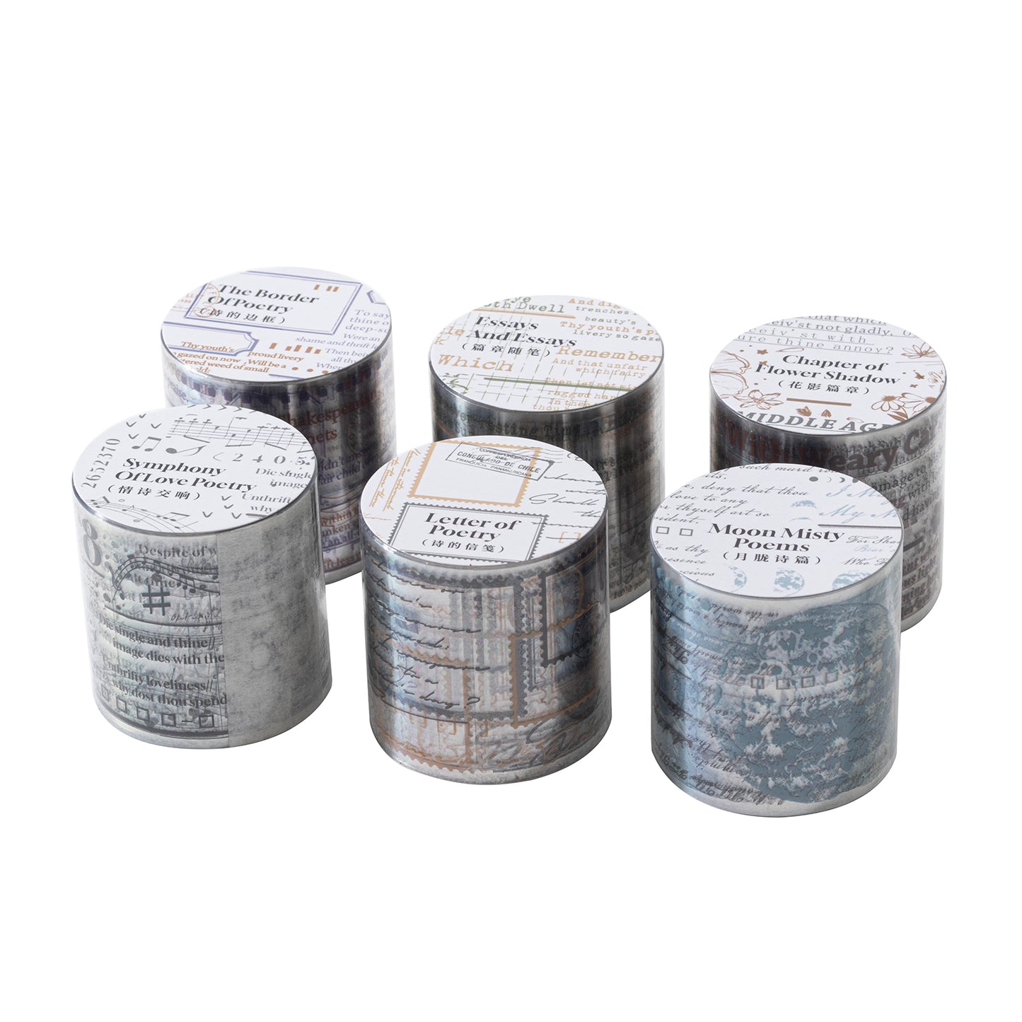 [2603-073] Vintage Poetry Text Collage Tape 6 Styles